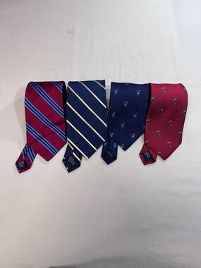Lot of 4 VTG Brooks Brothers Makers Silk Ties Made in USA Classic Jockey Design